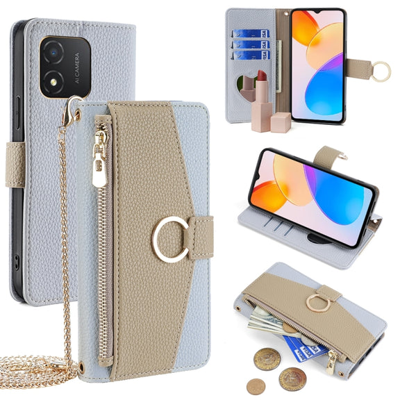 For Honor X5 4G Crossbody Litchi Texture Leather Phone Case(Blue)