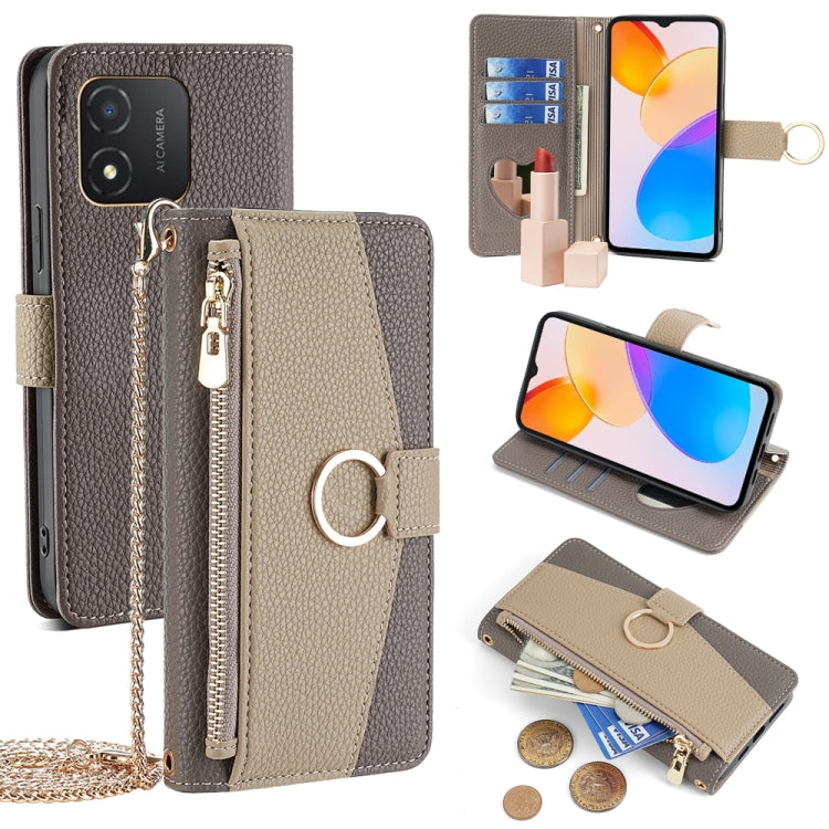 For Honor X5 4G Crossbody Litchi Texture Leather Phone Case(Grey) - Honor Cases by PMC TechLife | Online Shopping South Africa | PMC TechLife | Buy Now Pay Later Mobicred