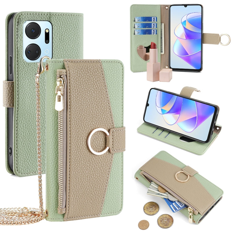 For Honor X7a Crossbody Litchi Texture Leather Phone Case(Green) - Honor Cases by PMC TechLife | Online Shopping South Africa | PMC TechLife | Buy Now Pay Later Mobicred