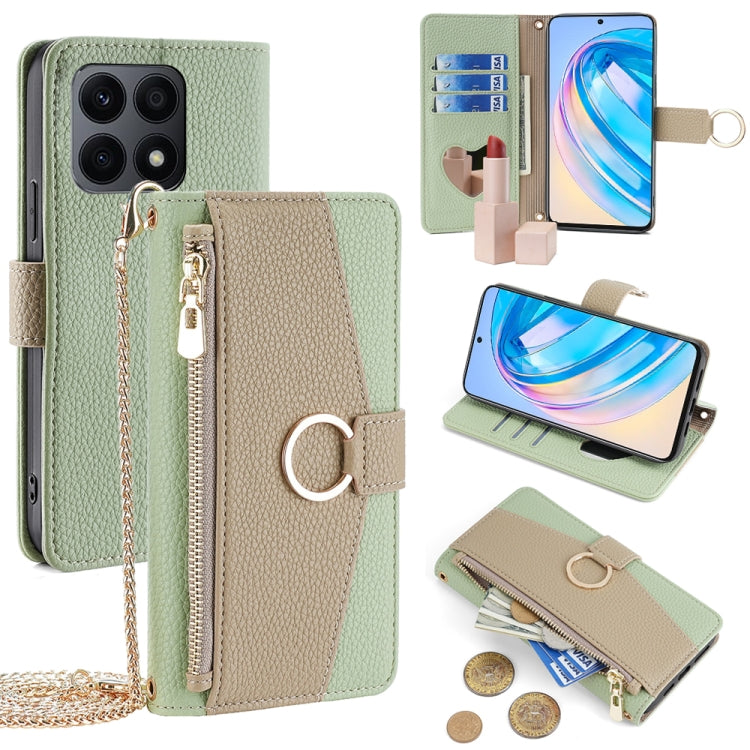 For Honor X8a Crossbody Litchi Texture Leather Phone Case(Green) - Honor Cases by PMC TechLife | Online Shopping South Africa | PMC TechLife | Buy Now Pay Later Mobicred