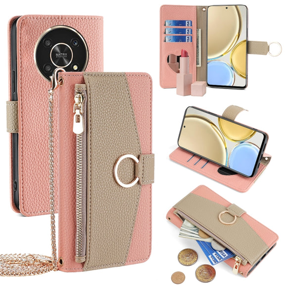 For Honor X30 Crossbody Litchi Texture Leather Phone Case(Pink)