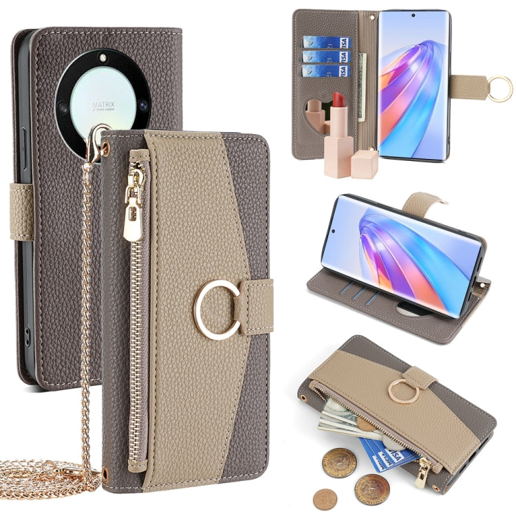 For Honor X40 Crossbody Litchi Texture Leather Phone Case(Grey) - Honor Cases by PMC TechLife | Online Shopping South Africa | PMC TechLife | Buy Now Pay Later Mobicred