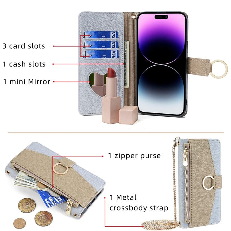 For Honor 200 5G Crossbody Litchi Texture Leather Phone Case(Blue)