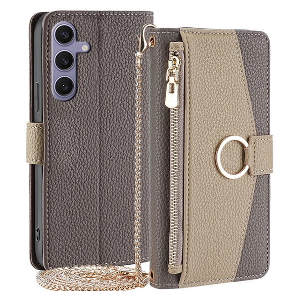For Samsung Galaxy S24+ 5G Crossbody Litchi Texture Leather Phone Case(Grey)