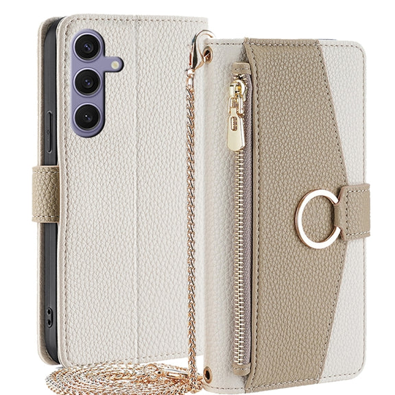 For Samsung Galaxy S24+ 5G Crossbody Litchi Texture Leather Phone Case(White)