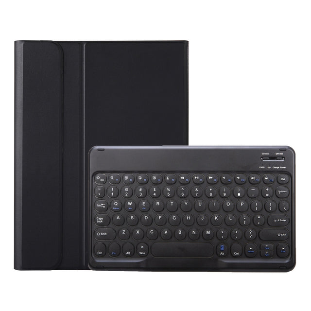 For Samsung Galaxy Tab A9+ X210/X215/X215 YA09B Candy Color TPU Round Keycap Bluetooth Keyboard Leather Case with Pen Slot(Black)