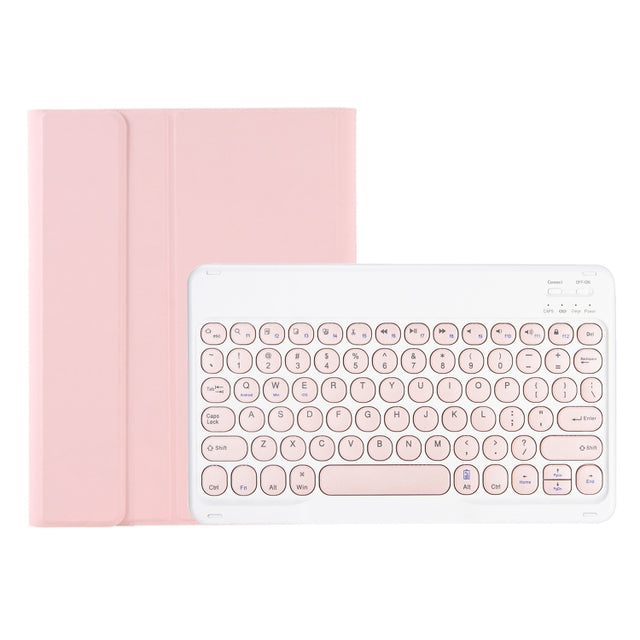 For Samsung Galaxy Tab A9+ X210/X215/X215 YA09B Candy Color TPU Round Keycap Bluetooth Keyboard Leather Case with Pen Slot(Pink)