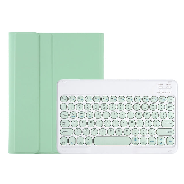 For Samsung Galaxy Tab A9+ X210/X215/X215 YA09B Candy Color TPU Round Keycap Bluetooth Keyboard Leather Case with Pen Slot(Light Green)