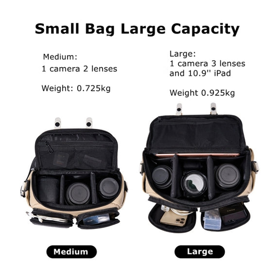 Cwatcun D99 Contrast Color Single Shoulder Camera Bag Outdoor Camera Bag Professional Crossbody Handbag, Size:25.5 x 10.5 x 18cm Medium(Khaki Black)