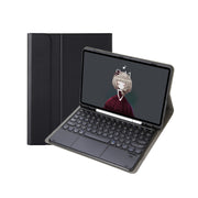 For Samsung Galaxy Tab A9+ X210/X215/X215 YA09B-A Candy Color TPU Round Keycap Touch Bluetooth Keyboard Leather Case with Pen Slot(Black)