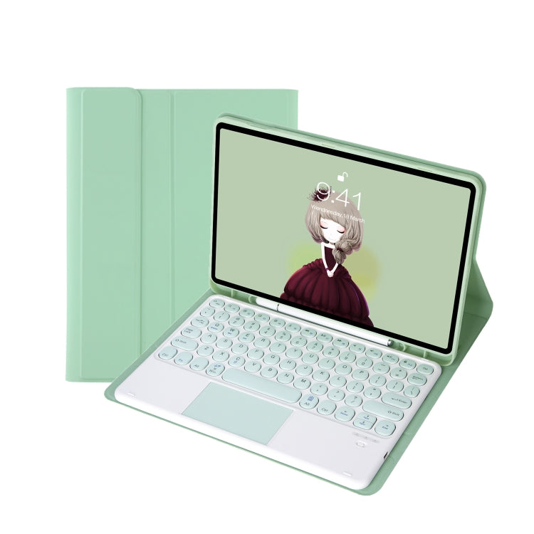 For Samsung Galaxy Tab A9+ X210/X215/X215 YA09B-A Candy Color TPU Round Keycap Touch Bluetooth Keyboard Leather Case with Pen Slot(Light Green) - Samsung Keyboard by PMC TechLife | Online Shopping South Africa | PMC TechLife