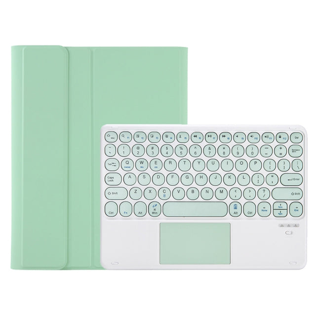 For Samsung Galaxy Tab A9+ X210/X215/X215 YA09B-A Candy Color TPU Round Keycap Touch Bluetooth Keyboard Leather Case with Pen Slot(Light Green)