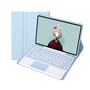 For Samsung Galaxy Tab A9+ X210/X215/X215 YA09B-A Candy Color TPU Round Keycap Touch Bluetooth Keyboard Leather Case with Pen Slot(Ice Blue)
