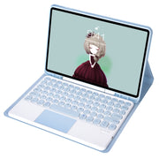 For Samsung Galaxy Tab A9+ X210/X215/X215 YA09B-A Candy Color TPU Round Keycap Touch Bluetooth Keyboard Leather Case with Pen Slot(Ice Blue)