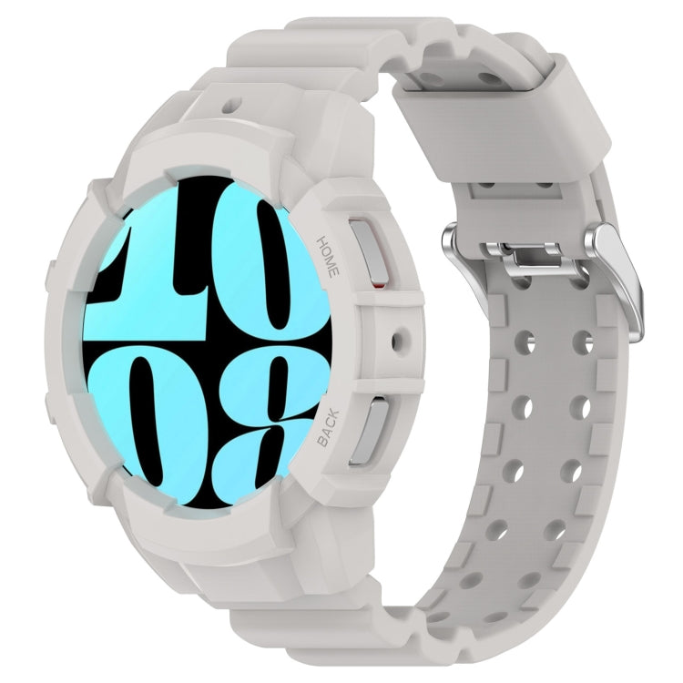 For Samsung Galaxy Watch 6 40mm Armor Silicone Watch Band + Watch Case Set(Light Grey)