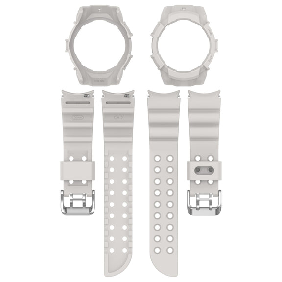 For Samsung Galaxy Watch 6 40mm Armor Silicone Watch Band + Watch Case Set(Light Grey)
