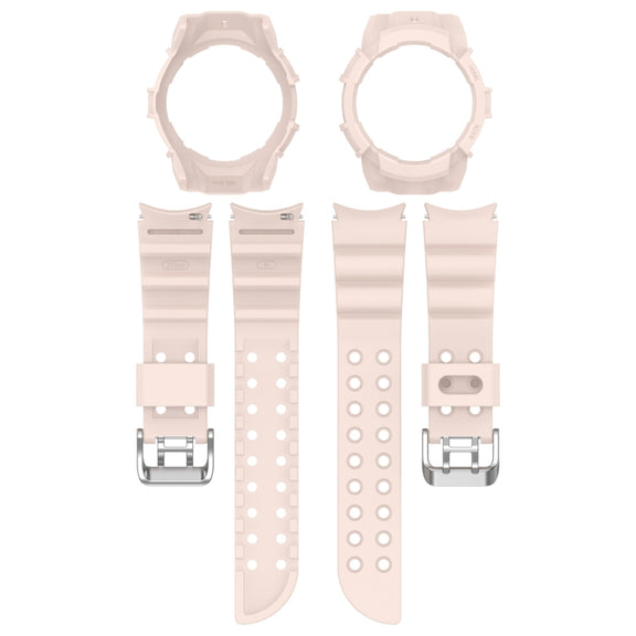 For Samsung Galaxy Watch 6 40mm Armor Silicone Watch Band + Watch Case Set(Pink)