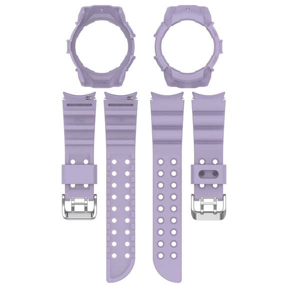 For Samsung Galaxy Watch 6 40mm Armor Silicone Watch Band + Watch Case Set(Purple)
