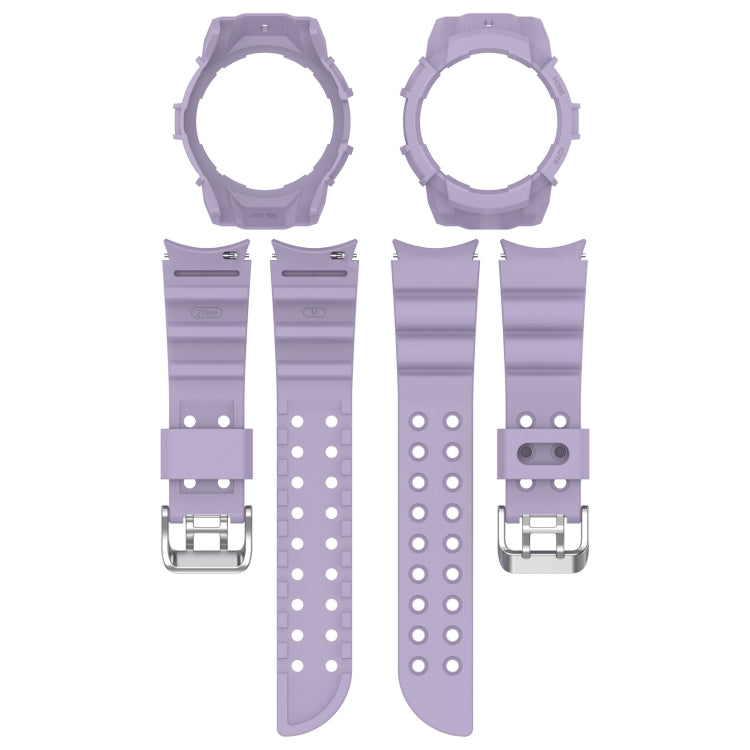 For Samsung Galaxy Watch 6 40mm Armor Silicone Watch Band + Watch Case Set(Purple)