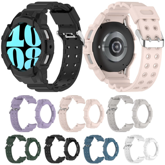 For Samsung Galaxy Watch 6 40mm Armor Silicone Watch Band + Watch Case Set(Pink)