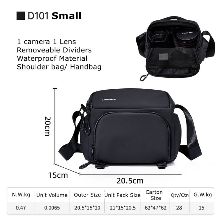 Cwatcun D101 Crossbody Camera Bag Photography Lens Shoulder Bag, Size:20 x 20.5 x 15cm(Black) - Strap Satchel by Cwatcun | Online Shopping South Africa | PMC Jewellery | Buy Now Pay Later Mobicred