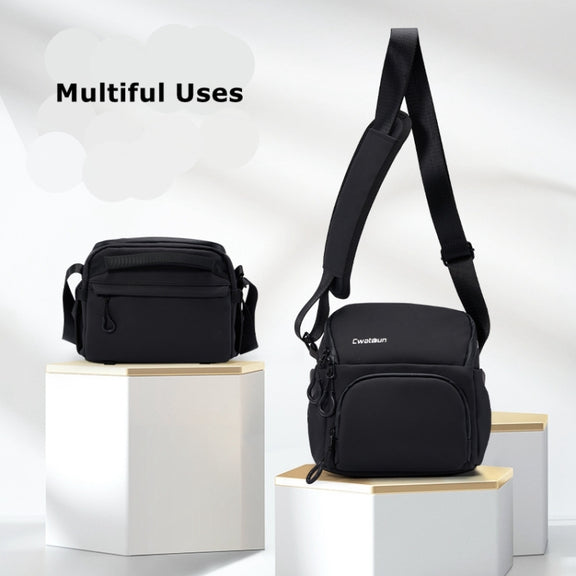 Cwatcun D101 Crossbody Camera Bag Photography Lens Shoulder Bag, Size:20 x 20.5 x 15cm(Black)