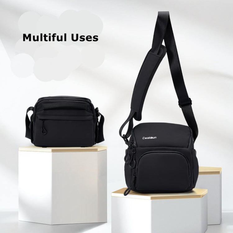 Cwatcun D101 Crossbody Camera Bag Photography Lens Shoulder Bag, Size:20 x 20.5 x 15cm(Black)