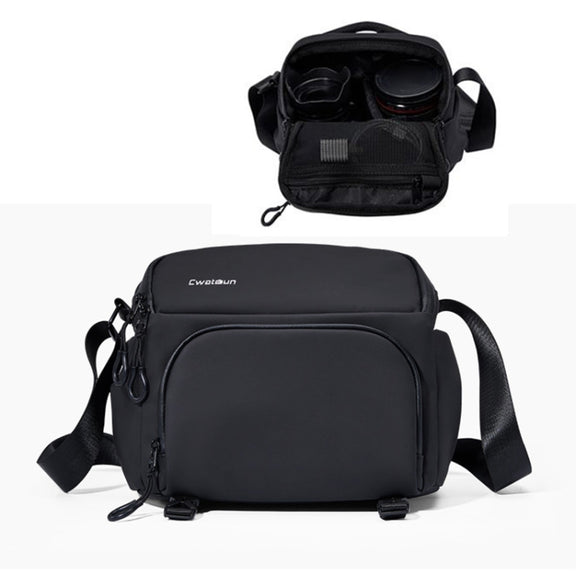 Cwatcun D101 Crossbody Camera Bag Photography Lens Shoulder Bag, Size:20 x 20.5 x 15cm(Black)