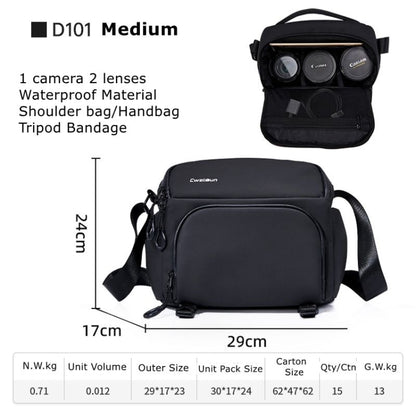 Cwatcun D101 Crossbody Camera Bag Photography Lens Shoulder Bag, Size:29 x 24 x 17cm(Black) - free shipping - PMC Jewellery - Order now!