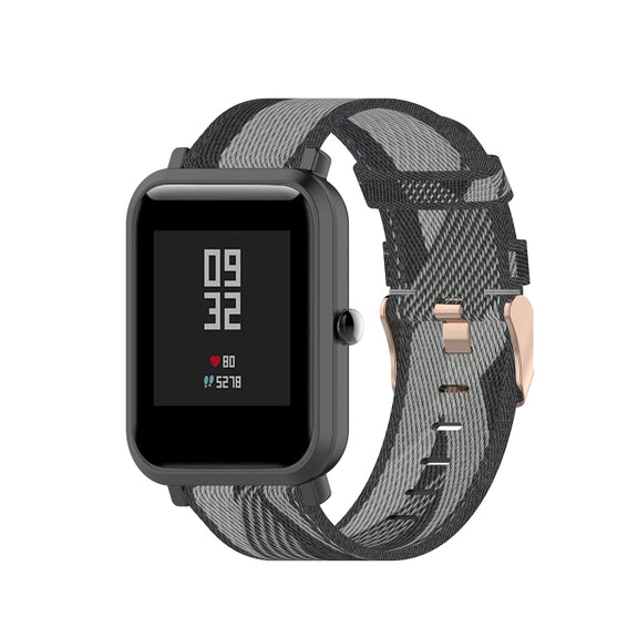 20mm Universal Stripe Weave Nylon Watch Band(Grey)