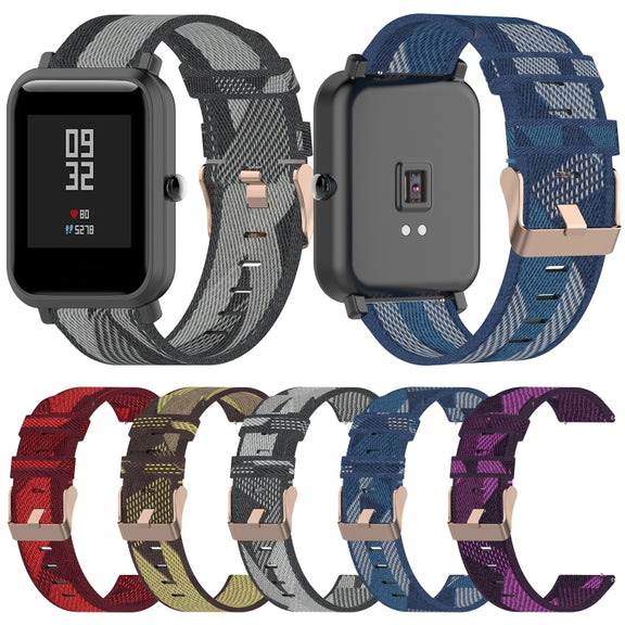 20mm Universal Stripe Weave Nylon Watch Band(Red)