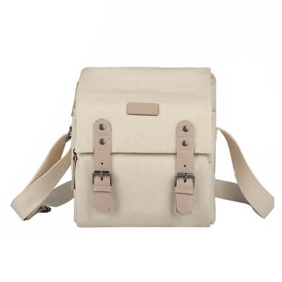 Cwatcun N1 Retro Multifunctional Canvas Water-resistant Digital Camera Photography Bag, Size:18 x 12.5 x 21cm Beige