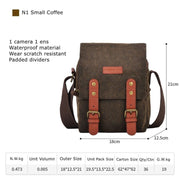 Cwatcun N1 Retro Multifunctional Canvas Water-resistant Digital Camera Photography Bag, Size:18 x 12.5 x 21cm Coffee