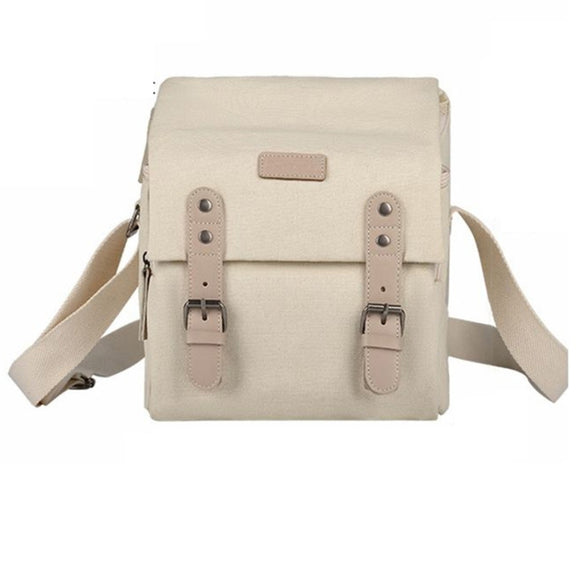 Cwatcun N1 Retro Multifunctional Canvas Water-resistant Digital Camera Photography Bag, Size:22.5 x 14.5 x 27cm Beige