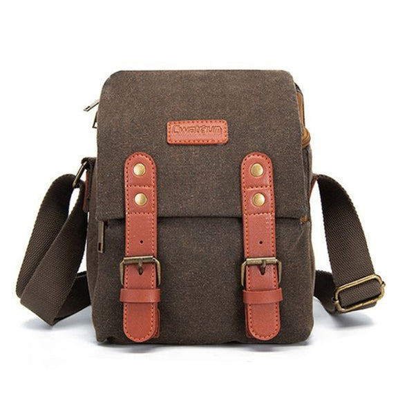 Cwatcun N1 Retro Multifunctional Canvas Water-resistant Digital Camera Photography Bag, Size:22.5 x 14.5 x 27cm Coffee
