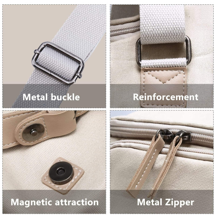 Cwatcun N1 Retro Multifunctional Canvas Water-resistant Digital Camera Photography Bag, Size:18 x 12.5 x 21cm Beige