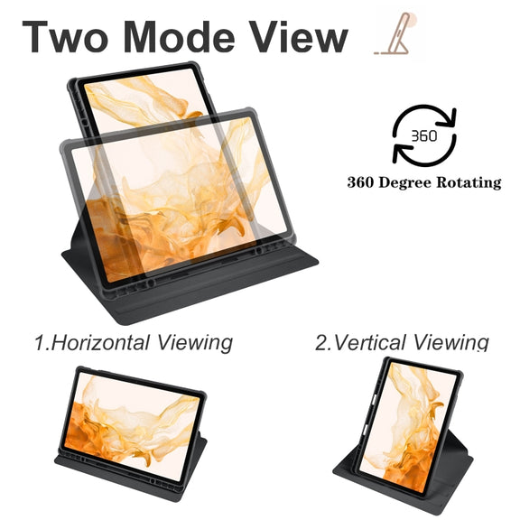 For Samsung Galaxy Tab S10+ / S9+ Acrylic 360 Degree Rotation Holder Tablet Leather Case(Black)