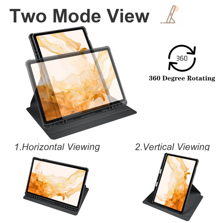 For Samsung Galaxy Tab S10+ / S9+ Acrylic 360 Degree Rotation Holder Tablet Leather Case(Black)