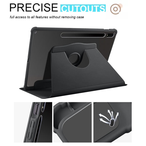 For Samsung Galaxy Tab S10+ / S9+ Acrylic 360 Degree Rotation Holder Tablet Leather Case(Black)