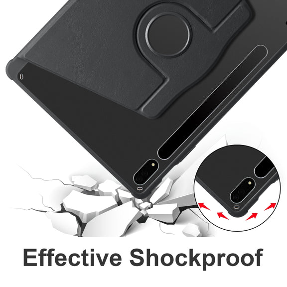 For Samsung Galaxy Tab S10+ / S9+ Acrylic 360 Degree Rotation Holder Tablet Leather Case(Black)
