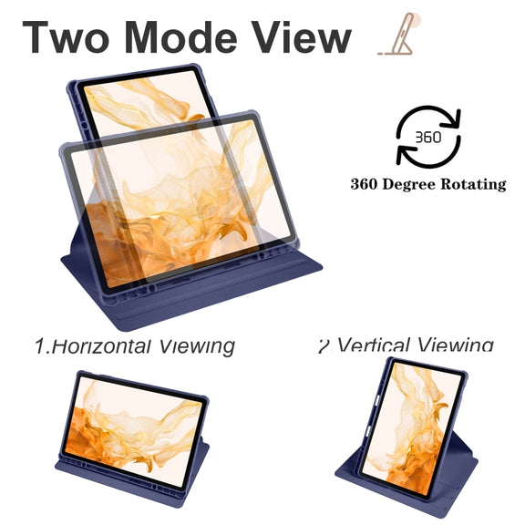 For Samsung Galaxy Tab S10+ / S9+ Acrylic 360 Degree Rotation Holder Tablet Leather Case(Dark Blue)