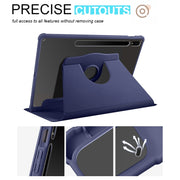 For Samsung Galaxy Tab S10+ / S9+ Acrylic 360 Degree Rotation Holder Tablet Leather Case(Dark Blue)