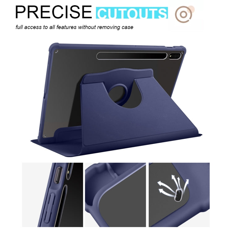 For Samsung Galaxy Tab S10+ / S9+ Acrylic 360 Degree Rotation Holder Tablet Leather Case(Dark Blue)