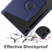 For Samsung Galaxy Tab S10+ / S9+ Acrylic 360 Degree Rotation Holder Tablet Leather Case(Dark Blue)