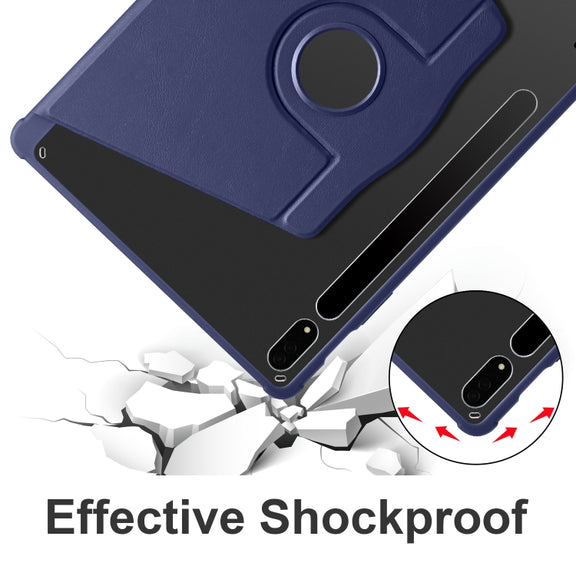 For Samsung Galaxy Tab S10+ / S9+ Acrylic 360 Degree Rotation Holder Tablet Leather Case(Dark Blue)