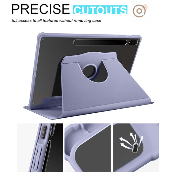 For Samsung Galaxy Tab S10+ / S9+ Acrylic 360 Degree Rotation Holder Tablet Leather Case(Lavender Purple)