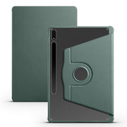 For Samsung Galaxy Tab S10+ / S9+ Acrylic 360 Degree Rotation Holder Tablet Leather Case(Dark Green)