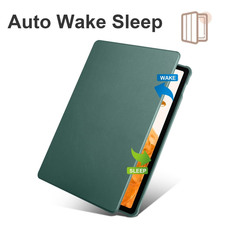 For Samsung Galaxy Tab S10+ / S9+ Acrylic 360 Degree Rotation Holder Tablet Leather Case(Dark Green)