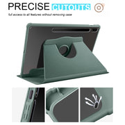 For Samsung Galaxy Tab S10+ / S9+ Acrylic 360 Degree Rotation Holder Tablet Leather Case(Dark Green)