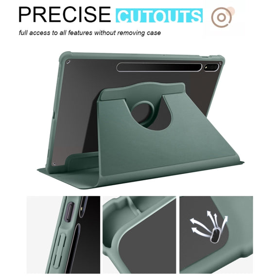 For Samsung Galaxy Tab S10+ / S9+ Acrylic 360 Degree Rotation Holder Tablet Leather Case(Dark Green)